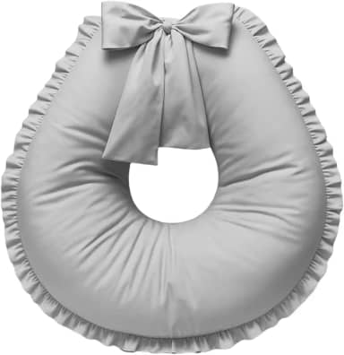 Almofada de Amamentação Babado Extra Grande Algodão (Cinza)