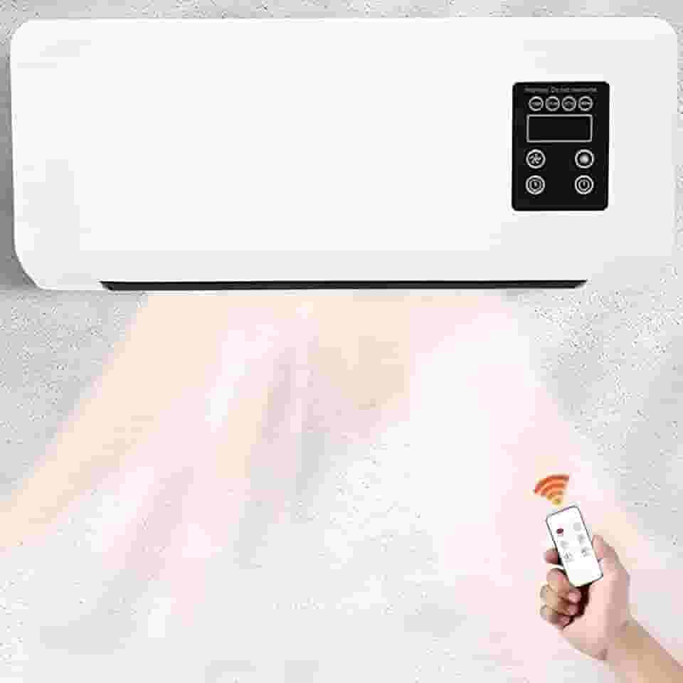 Aquecedor e Ventilador Portátil de Parede 1800W com Controle Remoto, Aquecimento Rápido e Silencioso, Para Sala, Escritório e Quarto