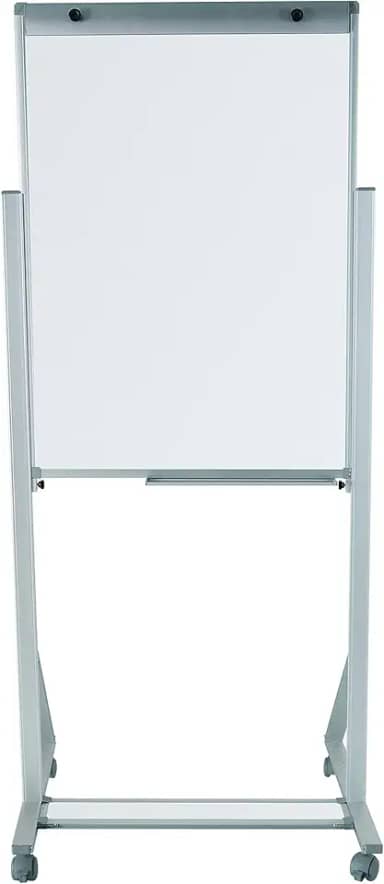 Cavalete Flip Chart Branco Luxo, 1,0m X 0,70m - Souza & Cia (Ref: 2512) Pés Alumínio com rodízio