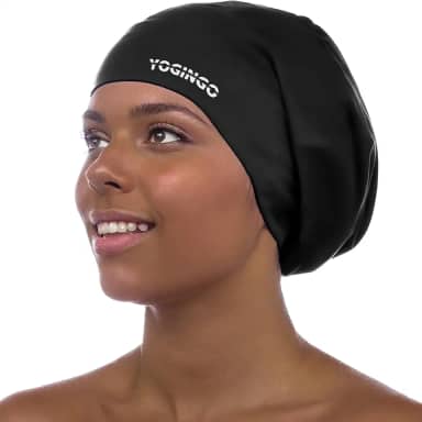 Touca de natação extra grande - touca de natação para cabelos longos, dreadlocks, tranças, cachos e afros - touca de natação de silicone para mulheres e homens, mantenha o cabelo seco