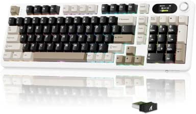 ATTACK SHARK X98 PRO Teclado mecânico sem fio para jogos com tela inteligente,botão de mídia, RGB,2,4 GHz/USB-C/BT5.0,com vedação,interruptor linear hot-swap,teclas PBT para PC e Mac Gamer(Branco)