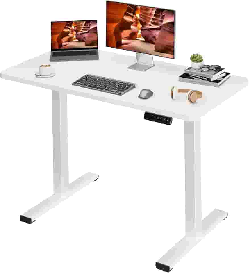Mesa Eletrica Ajustavel com Regulagem de Altura para Escritório e Home Office Escrivaninha Gamer com Tampo Inteiro 120x60cm Estação de Trabalho Ergonômica para Computador e Notebook Branca
