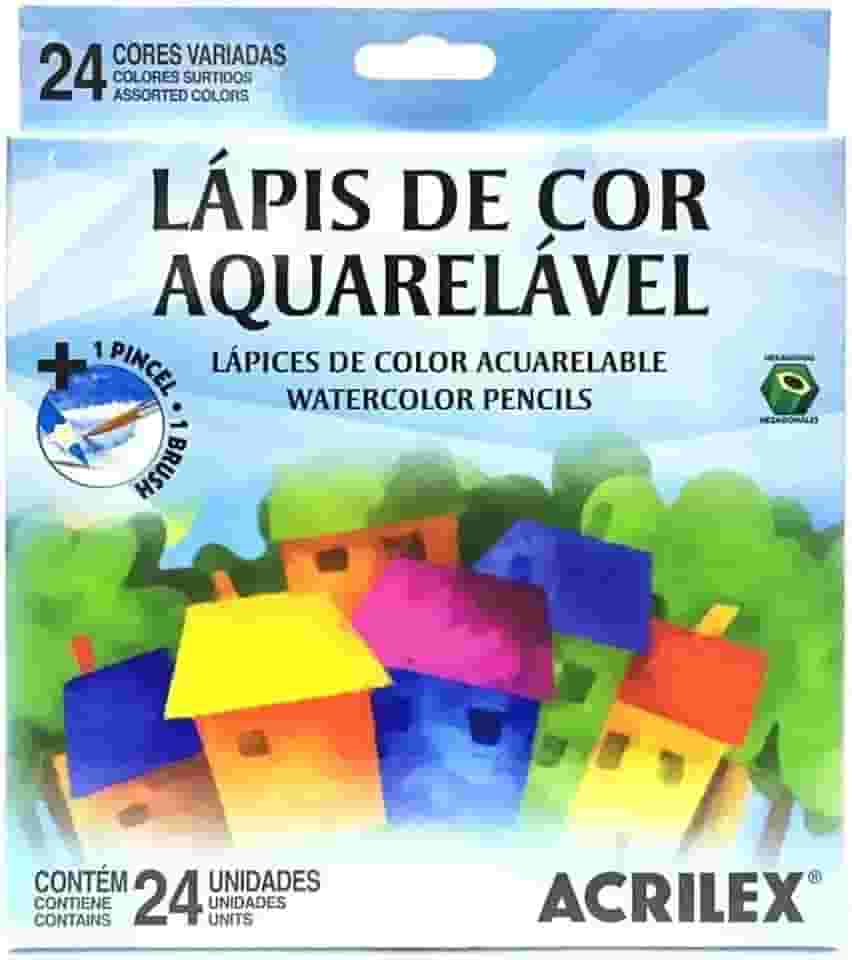 Lápis de Cor Aquarelavel Caixa com 24 unidades + 1 Pincel - Acrilex