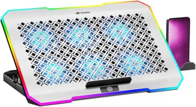 C3Tech Base refrigerada Gamer para Notebook, NBC-550SI 17,3', Cinza, 5 niveis de ajustes de inclinacao, ajuste de velocidade, Iluminacao RGB em 10 modos, superficie em aluminio, suporte para celular