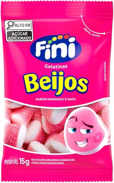AMOTAOS Balas De Gelatina Beijos De Morango Fini Com 12 Unidades (1 pacote)
