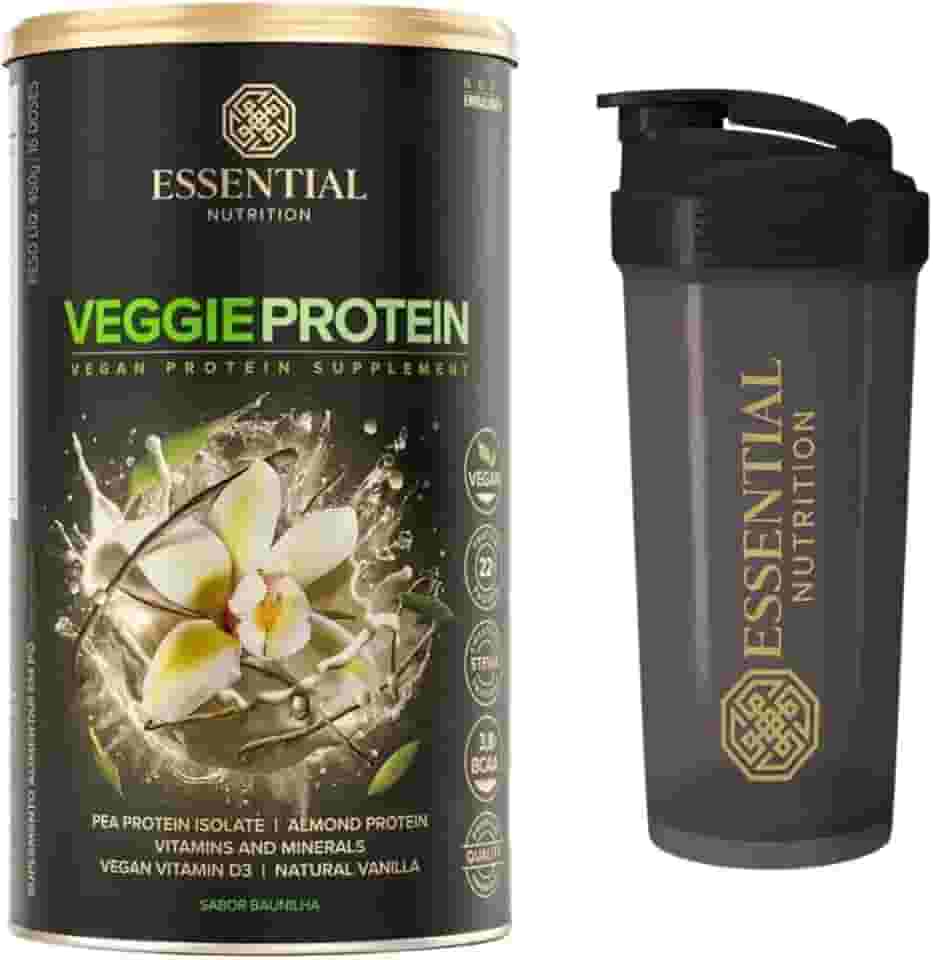 Veggie Whey Protein - Essential Nutrition - Vanilla (Baunilha) + Coqueteleira Oficial (Proteína Isolada vegana/vegetariana)