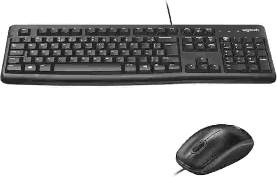 Combo Teclado e Mouse com fio USB Logitech MK120 com Design Confortável, Durável e Resistente à Respingos, USB e Layout ABNT2