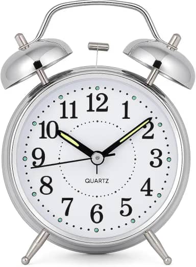 Relógio de Mesa Vintage Antigo Clássico Despertador Com Luz Led Noturna Em Metal Analógico MCL Distribuidora