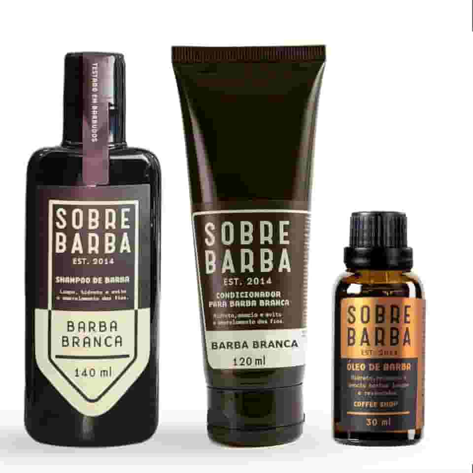 Kit para Barba - Shampoo e Condicionador Barba Branca + Óleo Sobrebarba Coffee Shop