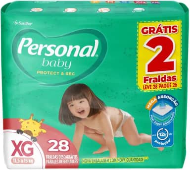 Fralda Personal Baby Protect e Sec XG Mega 9x28pads Leve 28 pague 26 Unidades