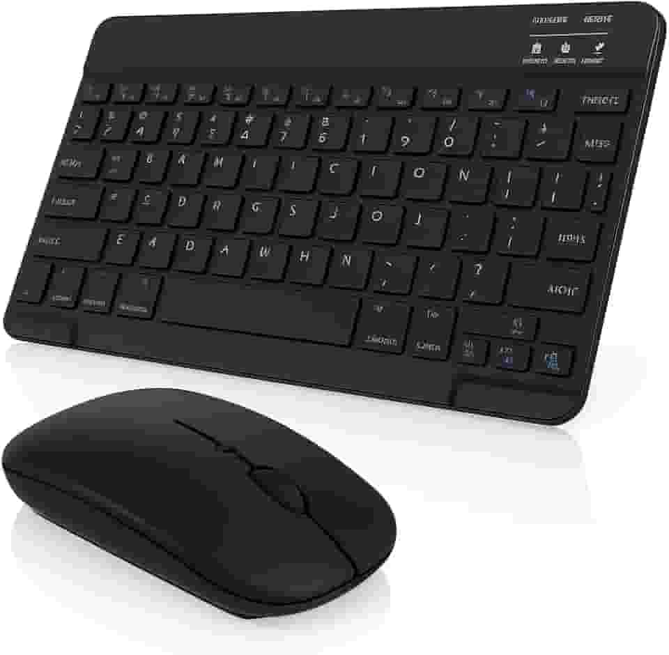 Teclado E Mouse Sem Fio Bluetooth Recarregável Longa Duração - Conjunto Portátil Silencioso Para Trabalho Estudo E Uso Diário