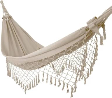 Rede de Dormir Bege Casal Costura Reforçada