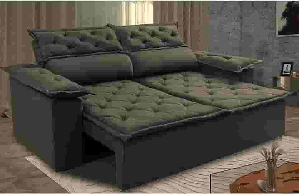 Sofá 3 Lugares Retrátil e Reclinável Cama Inbox Compact 1,80m Velusoft Café