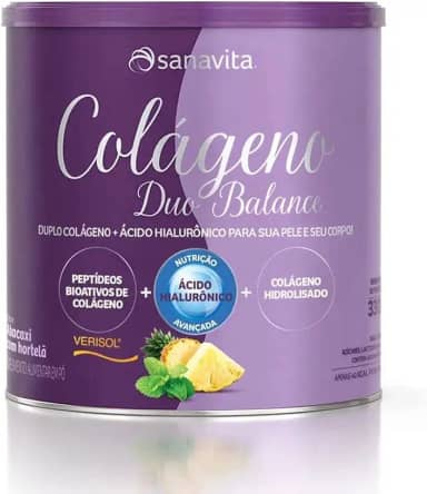 Sanavita - Colágeno com Ácido Hialurônico - Duo Balance - Sabor Abacaxi com Hortelã - 330g