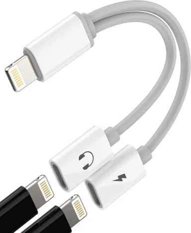 Adaptador de fone de ouvido Lightning para auxiliar (2 em 1) carregador divisor de fones de ouvido para iPhone 14 13 12 11 Pro Max para cabo de áudio Apple conector de carregamento duplo para iPad
