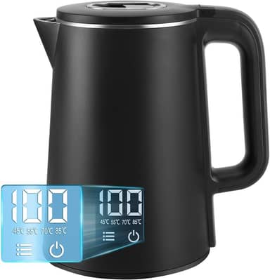 Chaleira Eletrica 220 V, Chaleira Elétrica 2L, Jarra Eletrica com Controle de Temperatura, Display LED, 4 Temperaturas Pré-ajustáveis, Preta