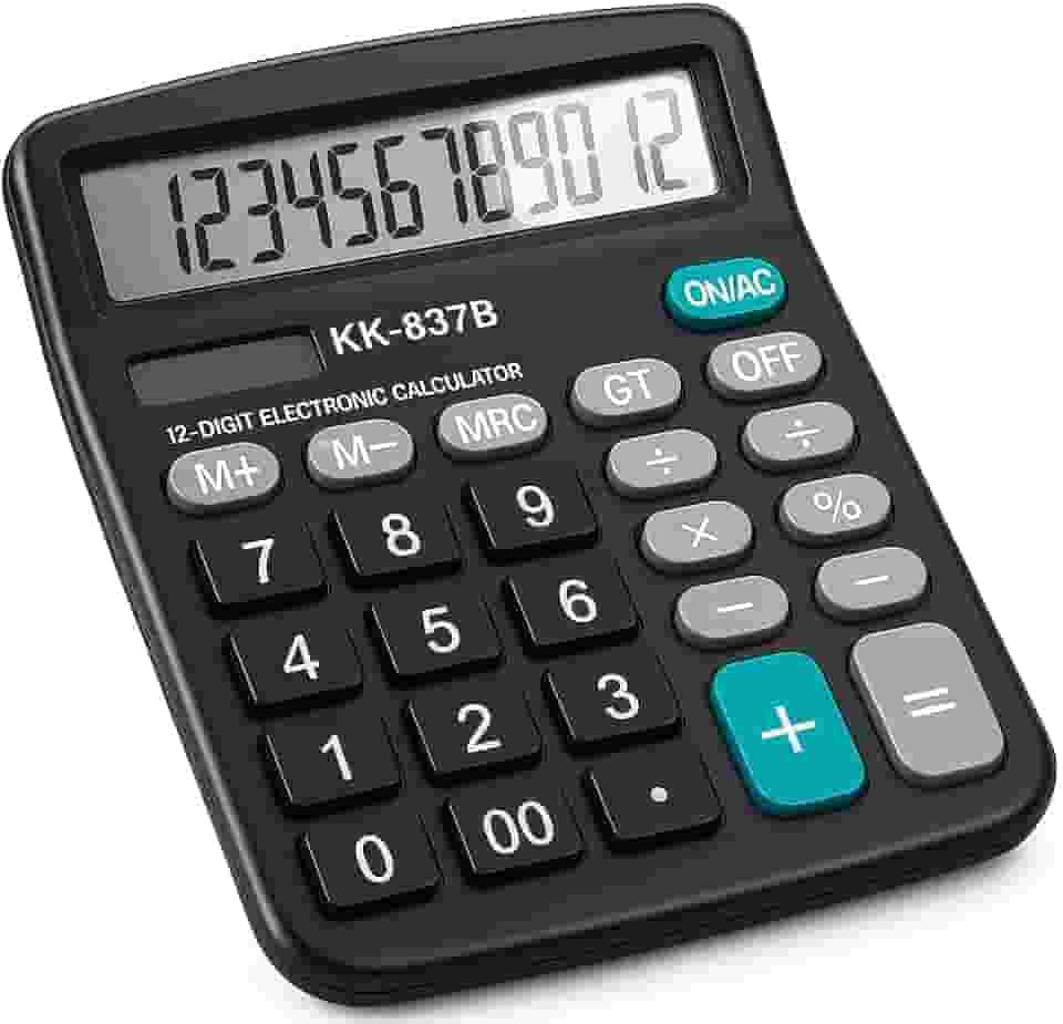 Calculadora Grande 12 Dígitos de Mesa Preta Premium