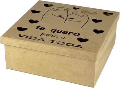 Caixa Em Mdf Meme Flork Dia Dos Namorados Amor Frases Natal Presente Surpresa Coração Festa na Caixa 25cm x 25cm x 10cm