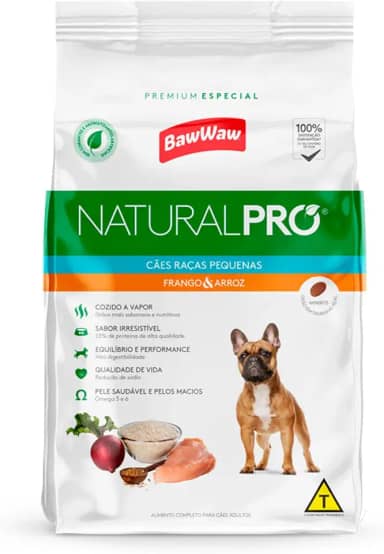 Ração Baw Waw Natural Pro para cães raças pequenas sabor Frango e Arroz - 10,1kg