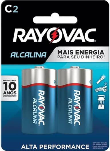 Pilha, Rayovac, Alcalina 20120, Azul, C Média, Pacote de 2