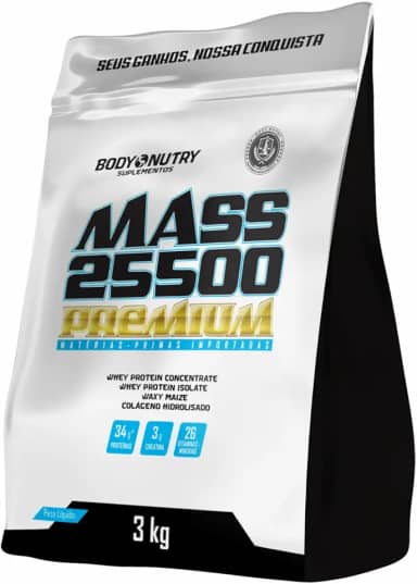 Hipercalórico Mass 25500 3kg Anticatabólico 34g de proteínas 26 vitaminas e minerais com 3g de creatina (Cookies & Cream)