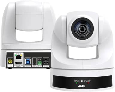 Câmera PTZ 4K com zoom óptico de 20X Câmera de sala de conferência HDMI USB3.0 para videoconferência e transmissão de igrejas, funciona com Zoom, Skype, OBS, YouTube, etc, Branco(Enviado do Brasil)