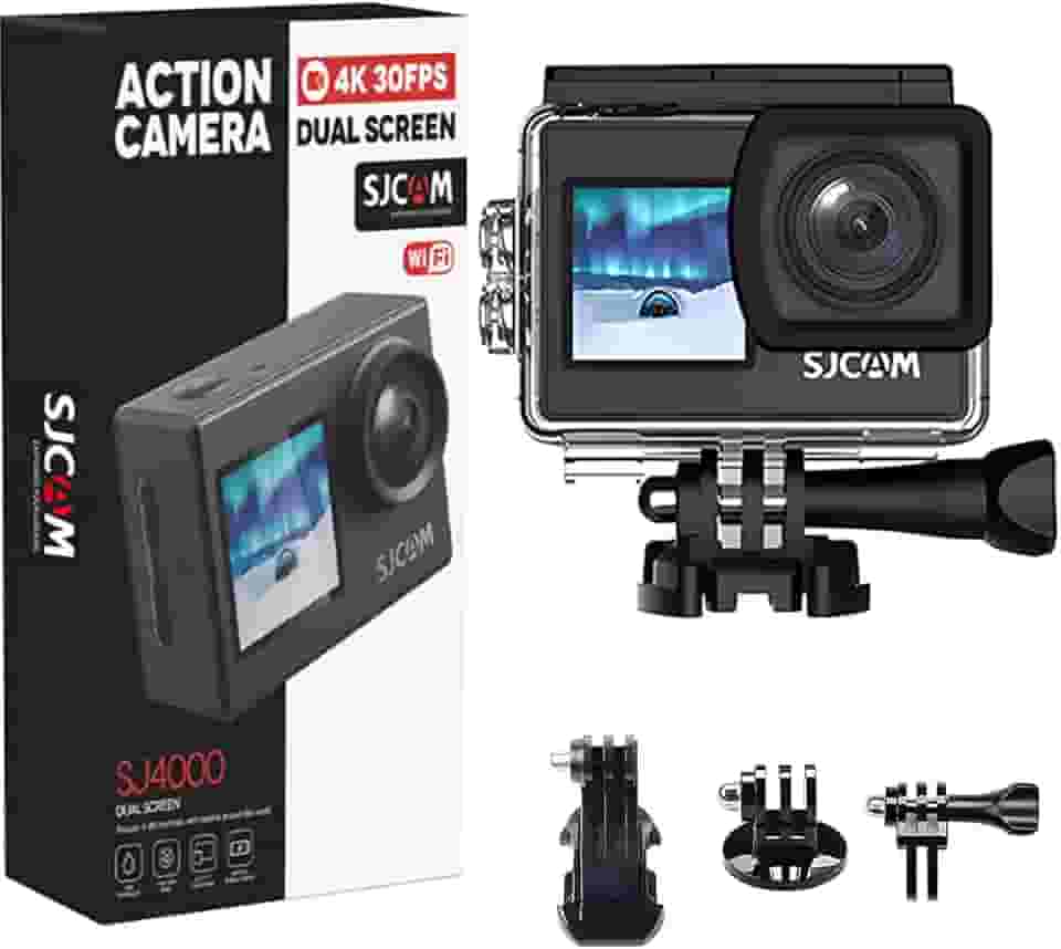 SJCAM Camera de Ação,SJ4000 Filmadora Camera 4K 30MP HD 170° Grande Angular, Subaquática à Prova D'água 2,0' Tela traseira,MP4 (Telas duplas)