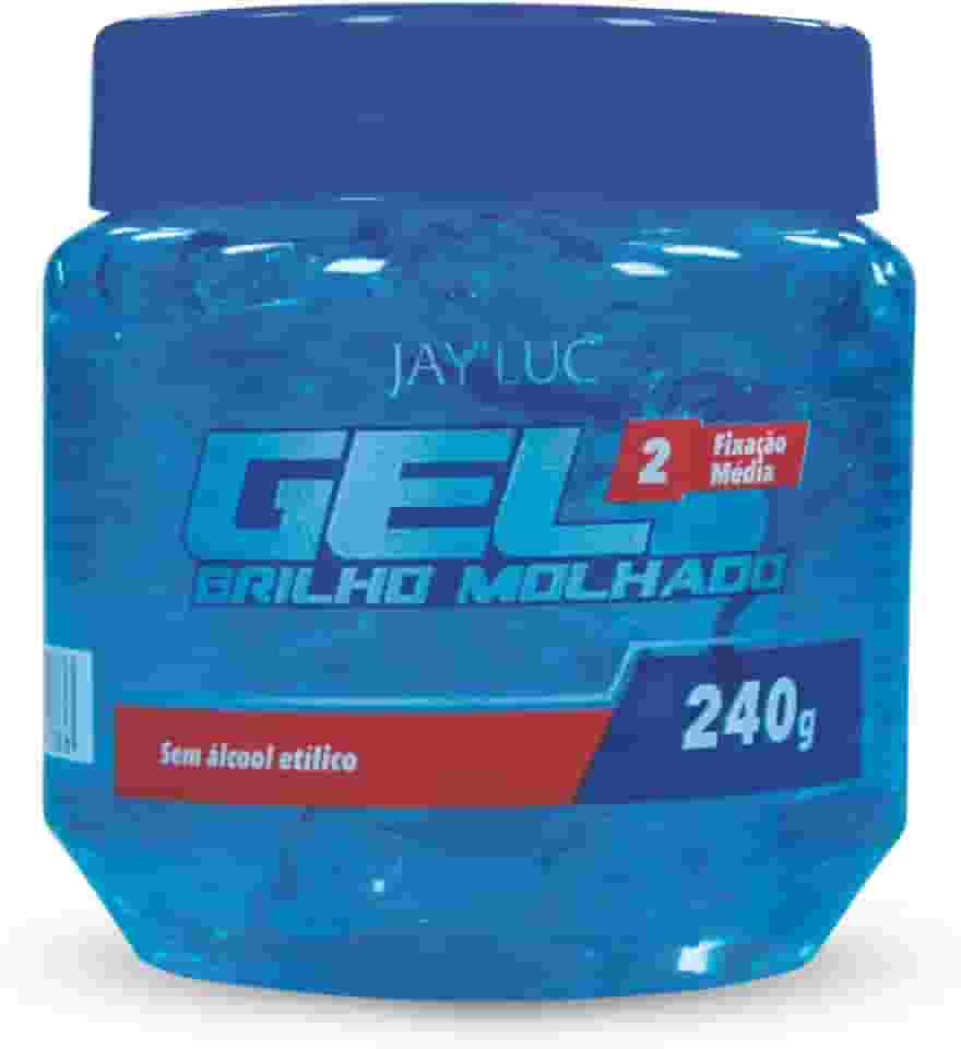 Gel Brilho Molhado Fixação Média 2 Jayluc 240G Gel De Cabelo Brilho Molhado Sem Álcool Etílico Azul Todos Os Tipos De Cabelos Fixação Forte E Duradoura
