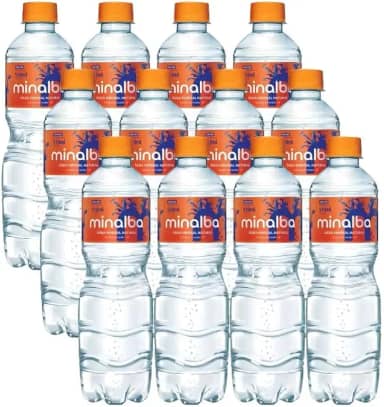 Água Mineral com Gás Minalba, 510ml, Pacote com 12 Unidades, Garrafa Plástica PEAD, Temperatura Ambiente