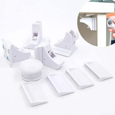 Trava magnética (Kit 4 unidades) para gavetas e portas de armários, segurança para bebês e crianças - LionLemon Store