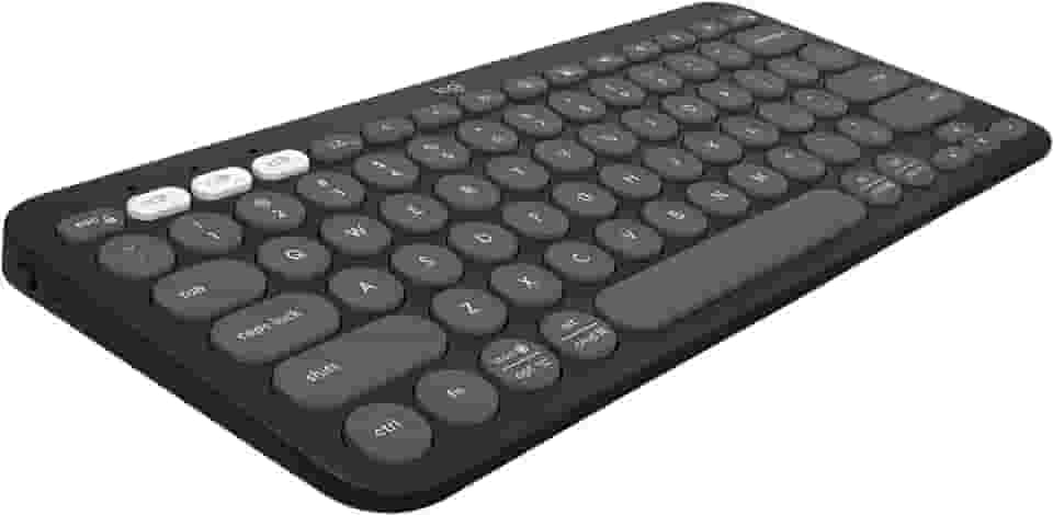 Teclado sem fio Logitech Pebble Keys 2 K380s com Conexão Bluetooth Easy-Switch e Pilha Inclusa - Compatível com PC, Mac, Chrome OS, Android, iOS e Apple TV, Layout US - Grafite