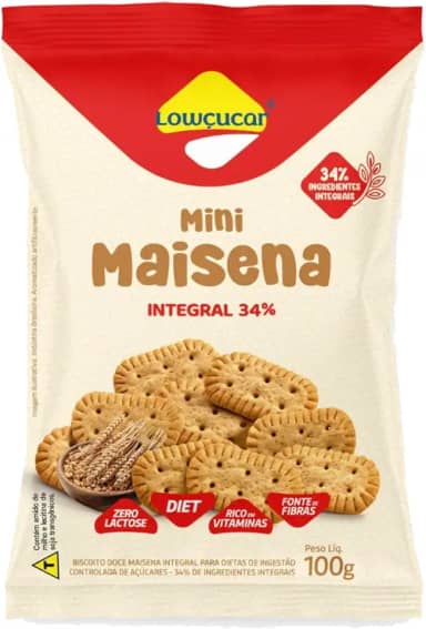 Biscoito Mini Maisena Integral Diet, Zero Lactose Lowçucar 100g