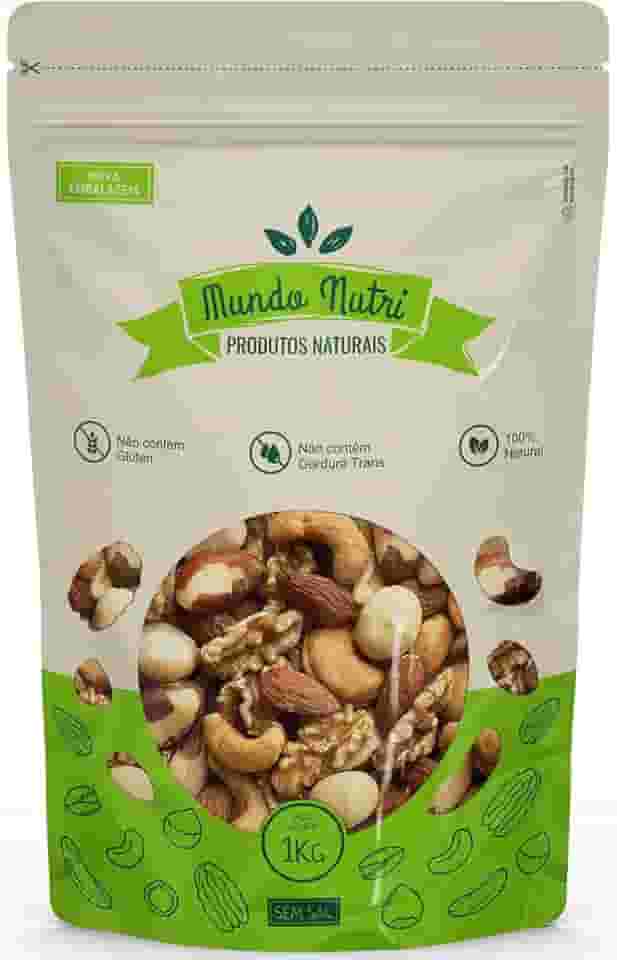 1kg Mix de Castanhas Premium Mundo Nutri - Castanha de Caju, Castanha do Pará, Amêndoas, Nozes e Macadâmia (SEM SAL)