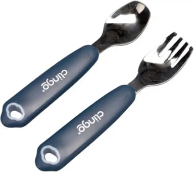 Clingo Kit Talher Infantil Inox com Estojo/Kit Alimentação Lancheira Colher e Garfo, Azul