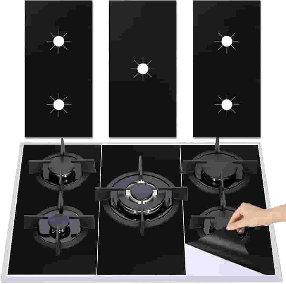 Capa para fogão a gás - 3 peças de capas reutilizáveis de queimador a gás antiaderentes resistentes ao calor protetores de fogão a gás seguro para lava-louças (preto - conjunto)