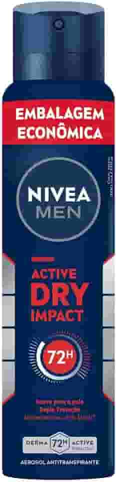 NIVEA MEN Desodorante Antitranspirante Aerossol Dry Impact 200ml - Alta proteção eficaz de 72 horas contra suor e mau odor, 2x mais ativos antitranspirantes e frescor o dia todo