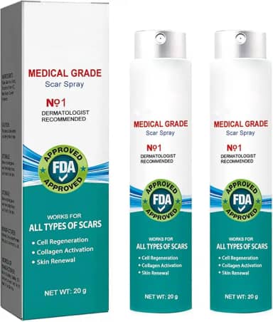 2 peças de spray de cicatriz para remoção de cicatrizes de grau médico, tratamento para cicatrizes de acne, spray de remoção de cicatrizes para todos os tipos de cicatrizes - especialmente cicatrizes