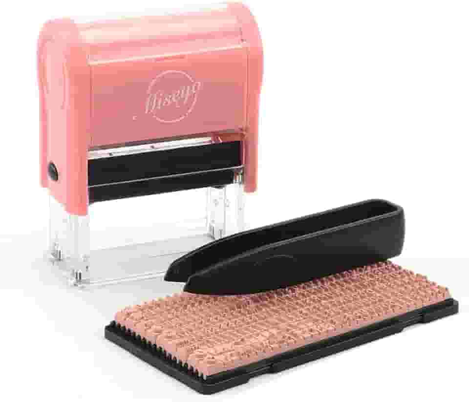 Marcador de papel e tecido Miseyo 'Faça você mesmo' com auto-tinta de até 3 linhas, etiqueta de roupa de texto personalizada, marcador de papel e tecido