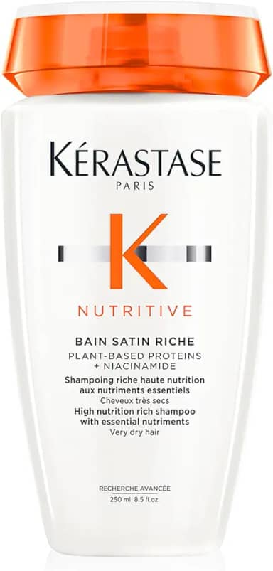 Kérastase Nutritive Bain Satin Riche Shampoo Nutritivo para Cabelos Finos e Médios, Secos e Ressecados, Nutrição Profunda com Ativos Anti-ressecamento 250ml