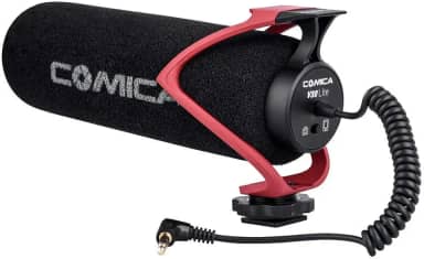 COMICA CVM-V30 LITE Microfone Shotgun Supercardioide de Vídeo para Câmeras DSLR Canon, Nikon, Sony e Panasonic, Microfone Condensador com Cabo de 3,5 mm Compatível com iPhone e Android (Vermelho)