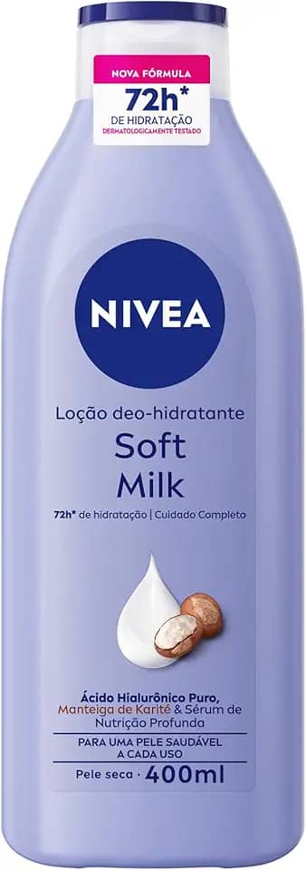 NIVEA Loção Hidratante Desodorante Soft Milk 400ml - Hidratação para pele seca, com textura leve e sensação de suavidade que deixa a pele macia, cheirosa e hidratada por 48h