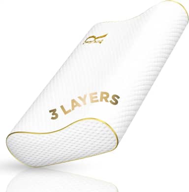 Royal Therapy Travesseiro de espuma viscoelástica de viagem, travesseiro de acampamento, travesseiro cervical para dor de pescoço, travesseiro de contorno, travesseiro para dor no pescoço e ombro,