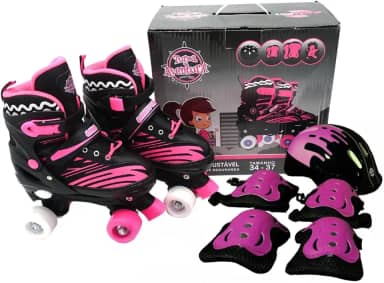 Patins Quad New Preto - com Kit de Proteção