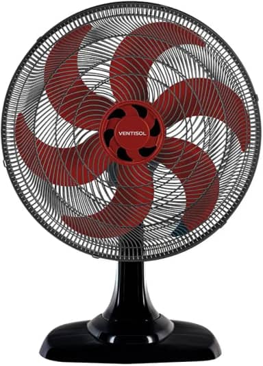 Ventisol Ventilador de Mesa Oscilante, Turbo 6 Pás Premium, Vermelho, 50cm, 127V