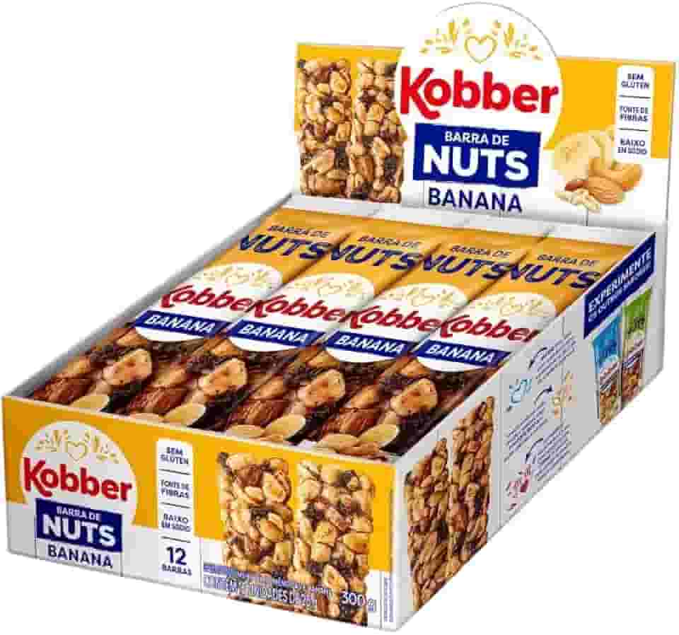 Barra De Cereal Kobber Classic Nuts Caixa Com 12un Barrinha Sem Glúten Zero Lactose Baixo Sódio (300g, Nuts Banana)