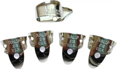 Dedos e palhetas de dedo Dunlop de prata de níquel, 0,45 cm, pacote com 5 jogadores