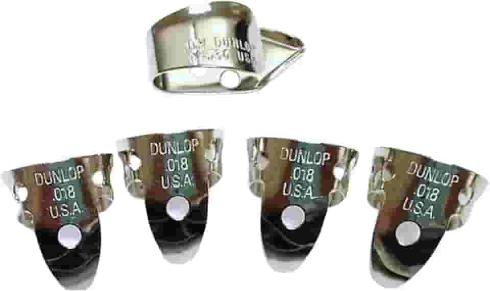 Dedos e palhetas de dedo Dunlop de prata de níquel, 0,45 cm, pacote com 5 jogadores