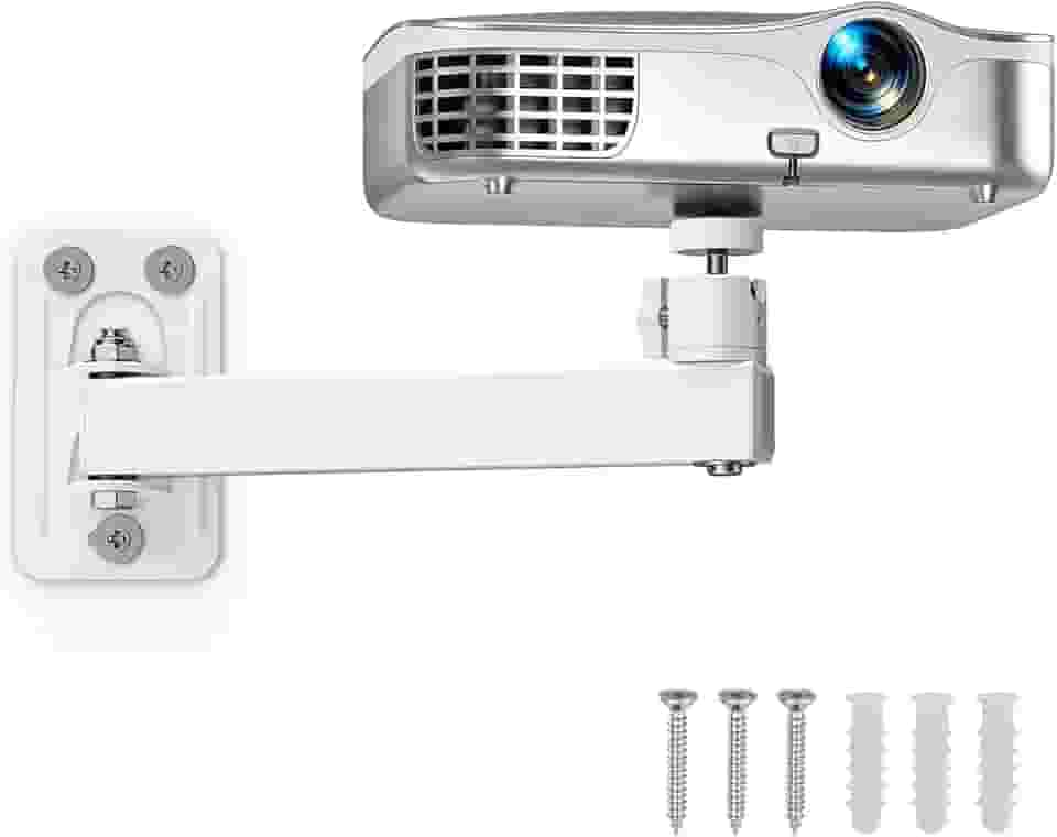 Suporte para projetor, parede e mini suporte de teto com rosca de 1/10.2 cm, rotação de 360 graus, inclinação e rotação ajustáveis, dobrável, fácil configuração compatível com a maioria dos