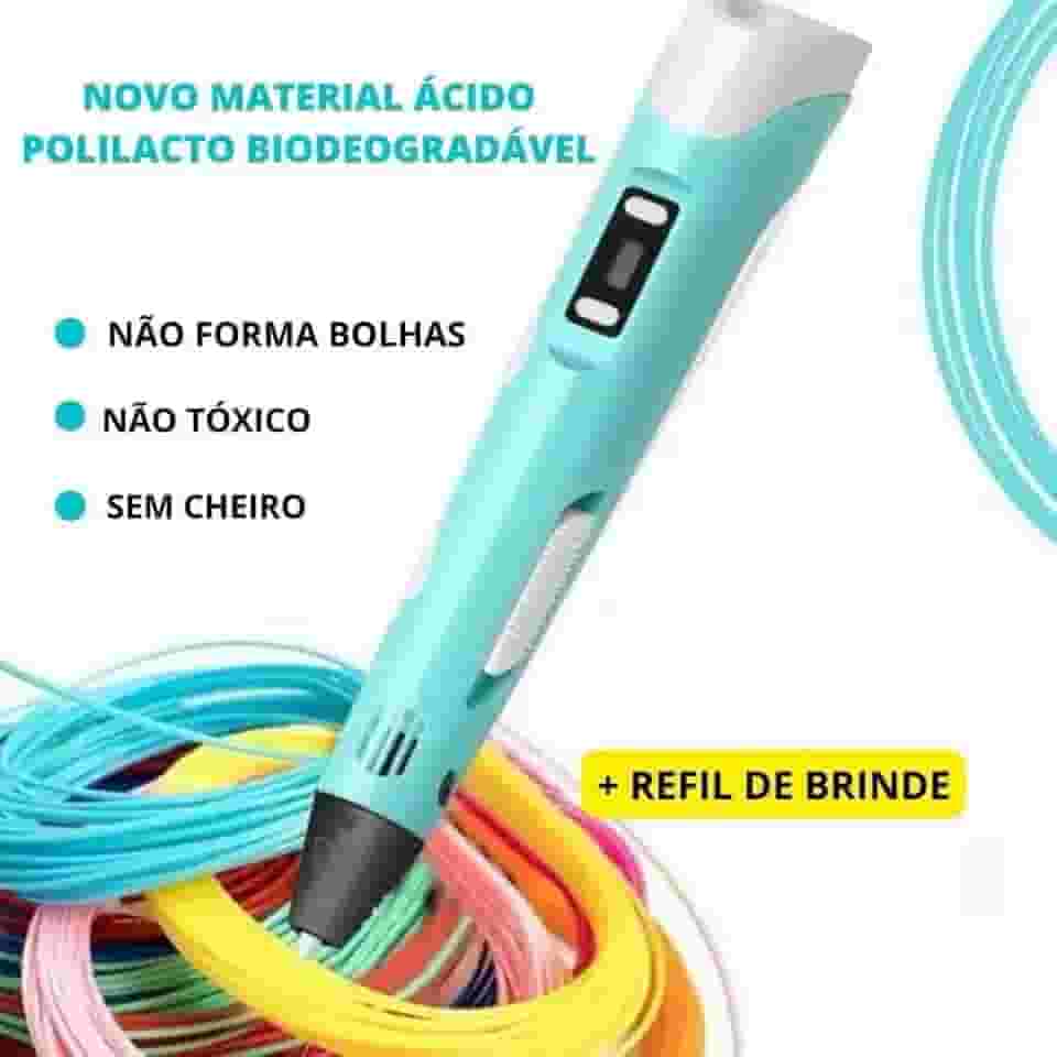 Caneta 3D Impressora Manual Infantil e Adulto Com Filamentos DIY Filamento Plastico Seguro Para Crianças