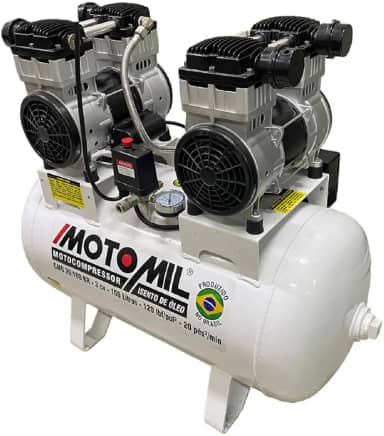 COMPRESSOR DE AR ODONTOLÓGICO 20 PÉS 100L SILENCIOSO SEM ÓLEO 4CV CMO-20/100BR